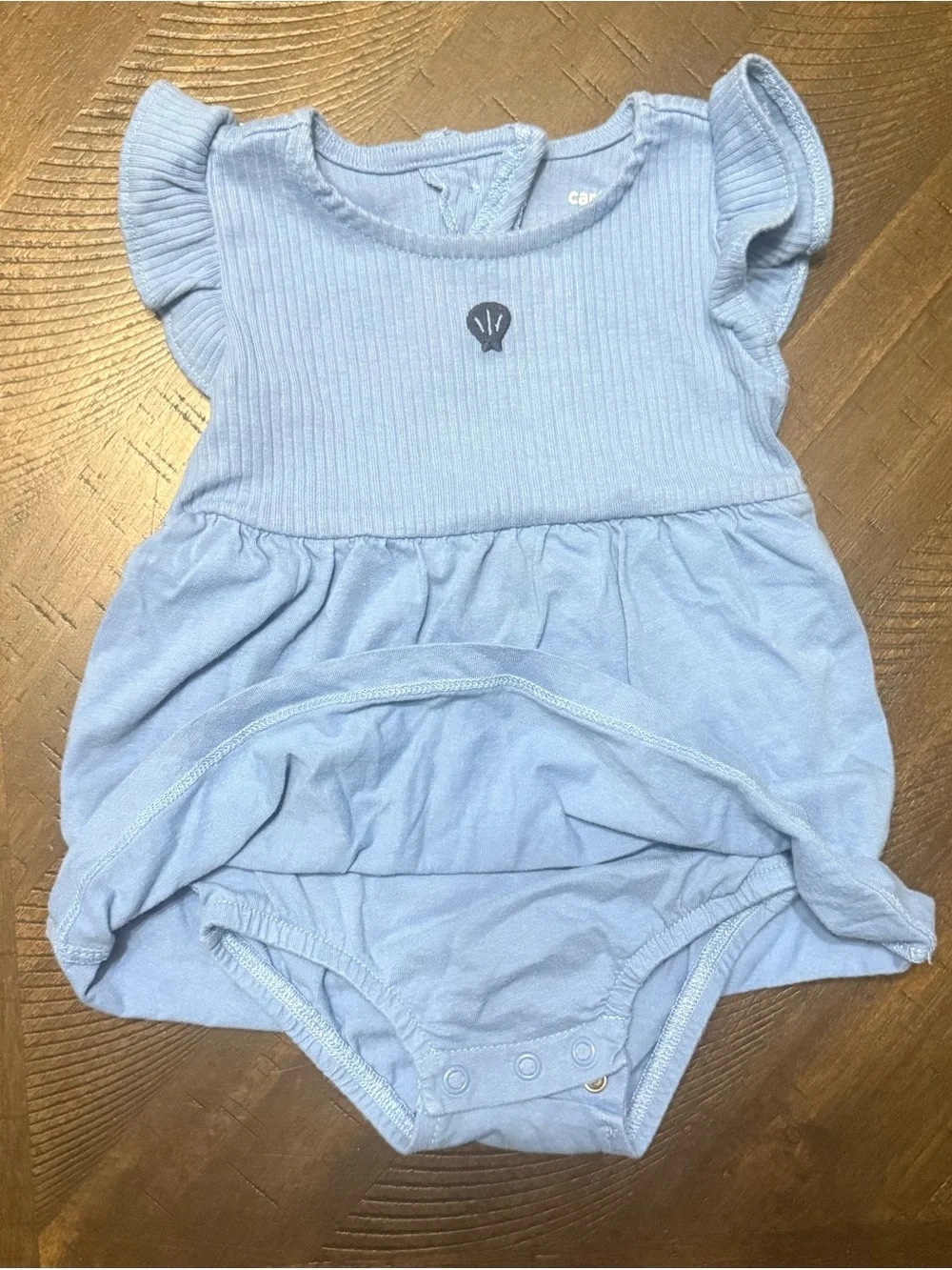 Carter's Light Blue Ribbed Flutter Sleeve Dress